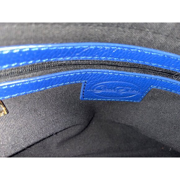 Onna Ehrlich Blue Pebbled Leather Handbag CB Gold Hardware Tassel Zip Close NEW - Picture 13 of 14